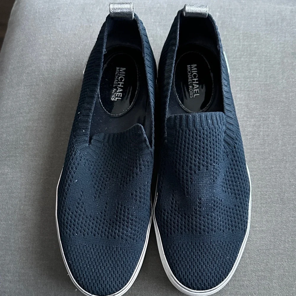 MICHAEL Michael Kors women's Navy Knit Slip-On Sneakers - Picture 1 of 3
